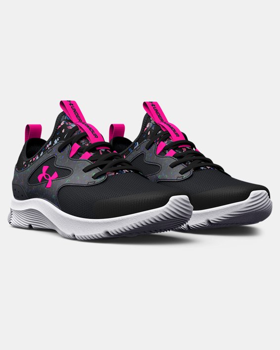 Girls' Pre-School UA Infinity 2.0 AL Printed Running Shoes in Black image number 3